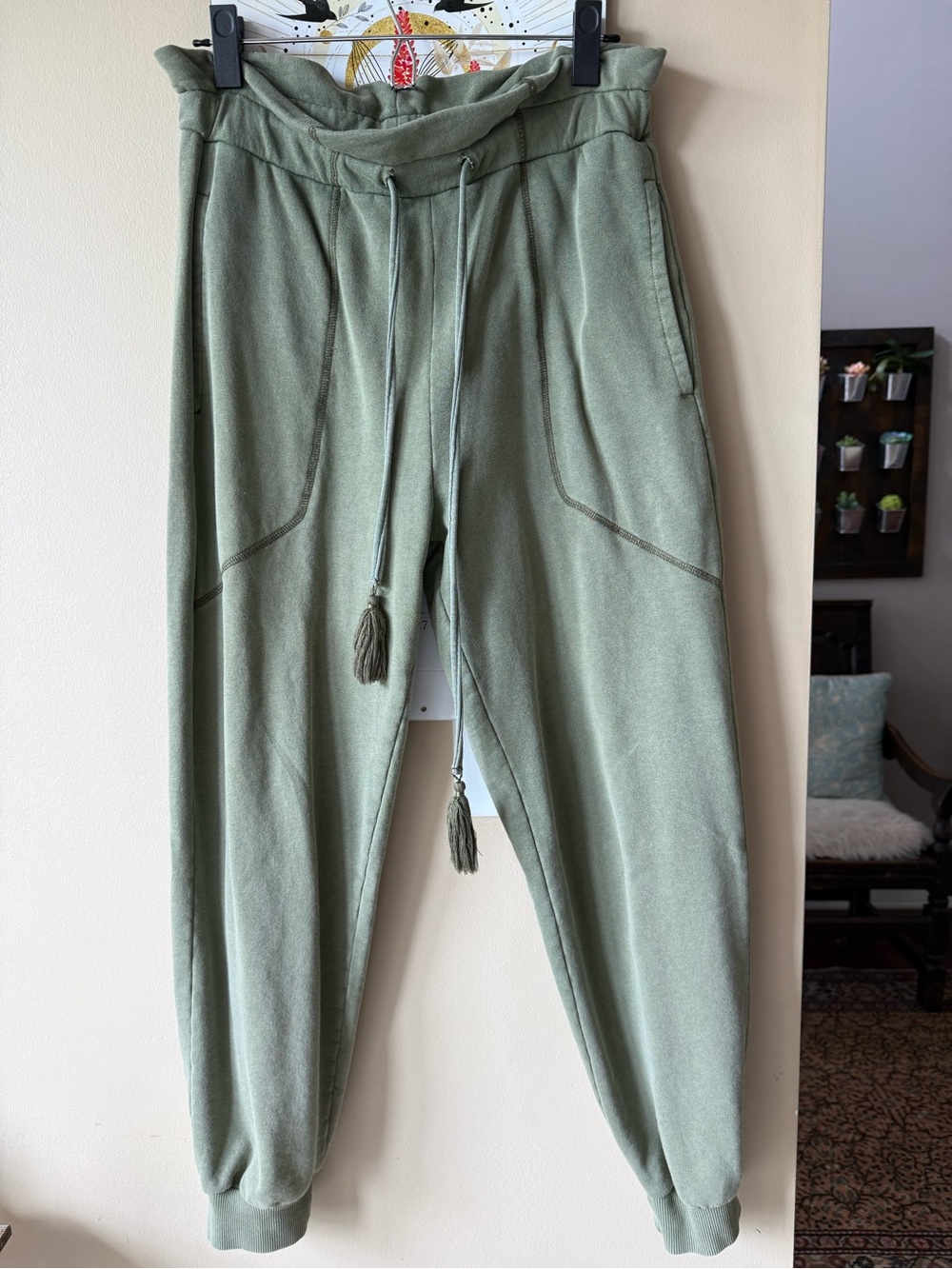 7 For All Mankind Olive Green Drawstring Jogger Pants